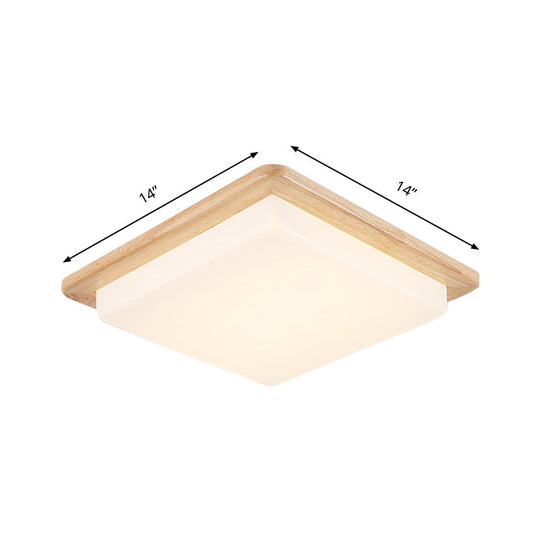 Japanese Style Square Ceiling Light Wood LED Flush Mount Light - Wide Range Selection (12.5"/14"/18"/22") - Warm/White Light for Bedroom