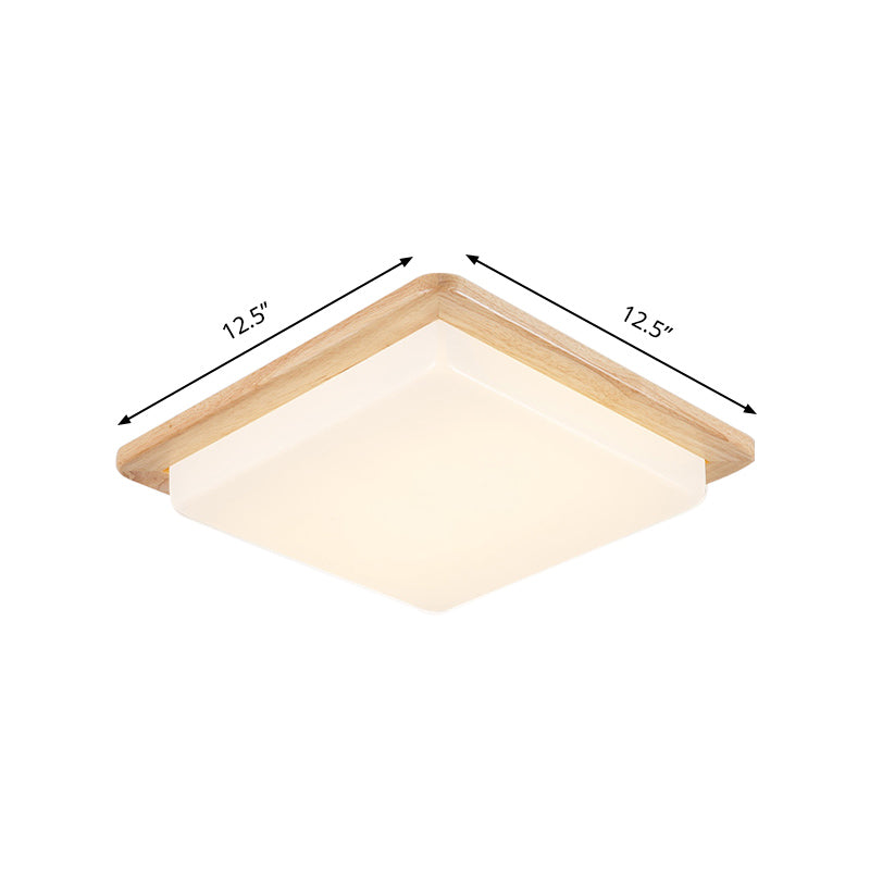 Japanese Style Square Ceiling Light Wood LED Flush Mount Light - Wide Range Selection (12.5"/14"/18"/22") - Warm/White Light for Bedroom