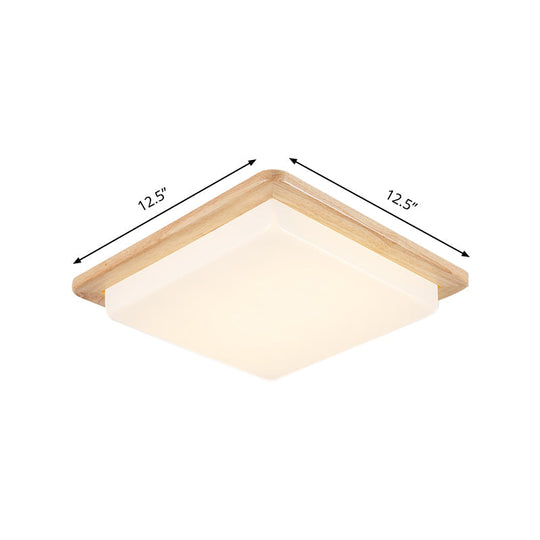Japanese Style Square Ceiling Light Wood LED Flush Mount Light - Wide Range Selection (12.5"/14"/18"/22") - Warm/White Light for Bedroom