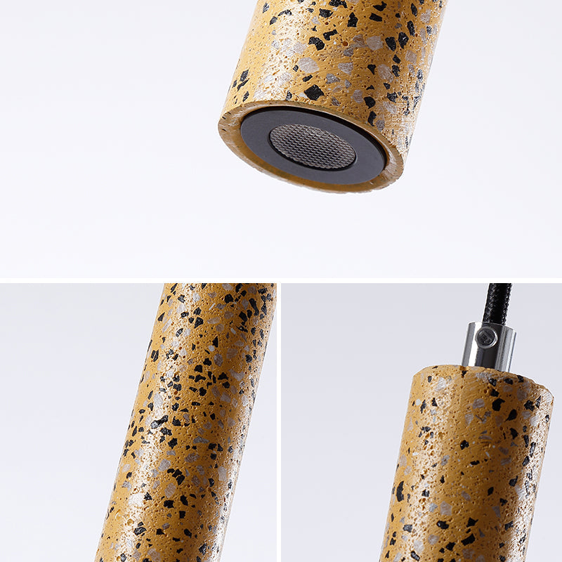 Nordic Cement Tube Pendant Light 1 Yellow/Blue/Green Hangs 12 Or 21.5H