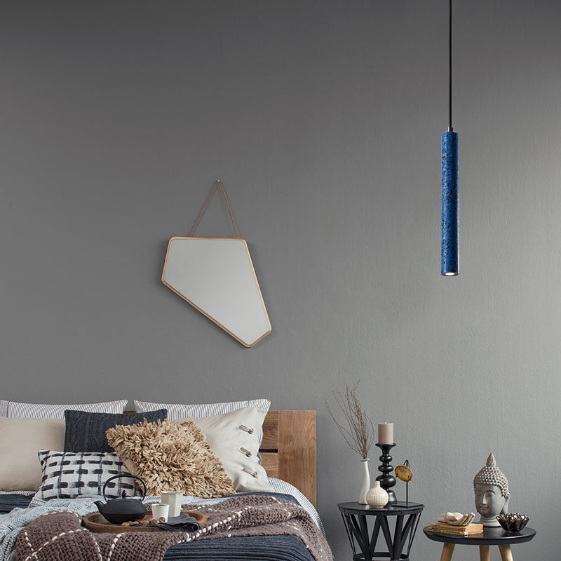 Nordic Cement Tube Pendant Light - 1 Light, Yellow/Blue/Green - 12"/21.5"H