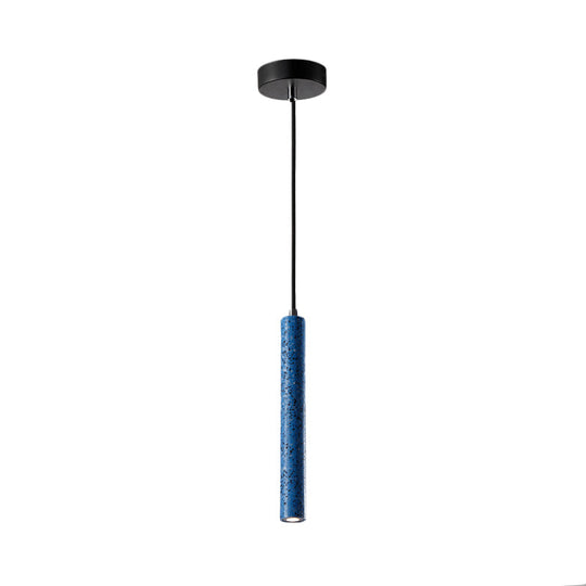 Nordic Cement Tube Pendant Light - 1 Light, Yellow/Blue/Green - 12"/21.5"H