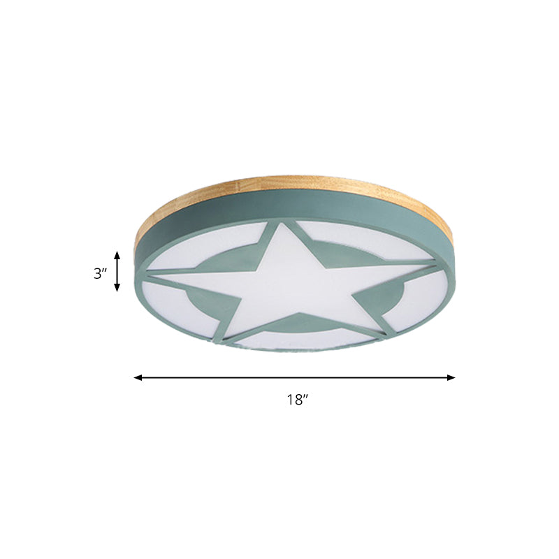 Wood LED Star Flush Mount Ceiling Light with Acrylic Shade for Boys Bedroom – Modern Style