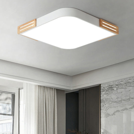 White Square LED Flush Ceiling Light - Modern Acrylic Lamp for Dining Room (16"/19.5")