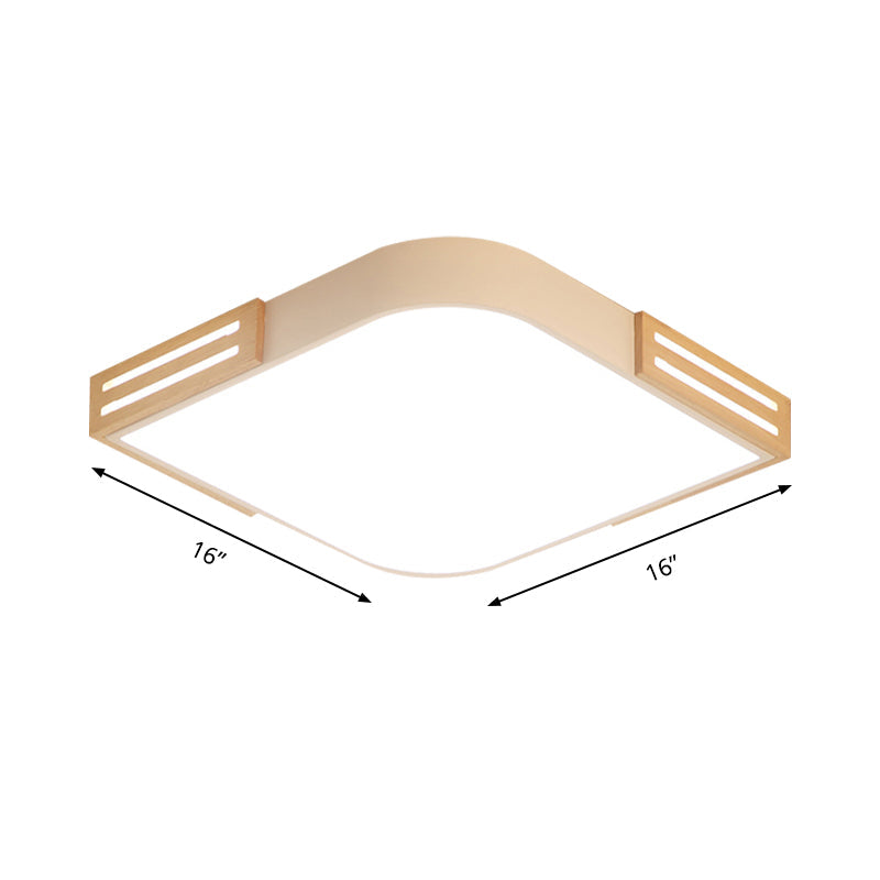 White Square LED Flush Ceiling Light - Modern Acrylic Lamp for Dining Room (16"/19.5")