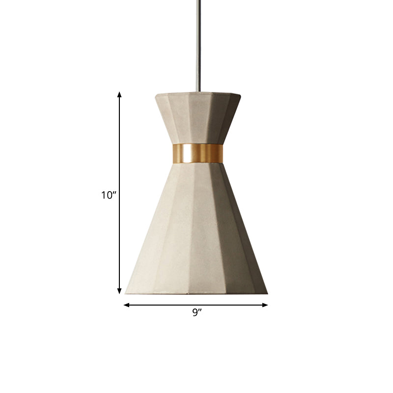 Modern Nordic Geometric Pendant Light - Grey Cement, 9"/10" Wide