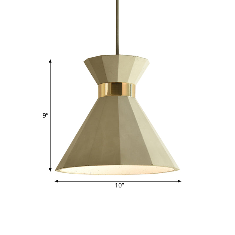 Modern Nordic Geometric Pendant Light - Grey Cement, 9"/10" Wide