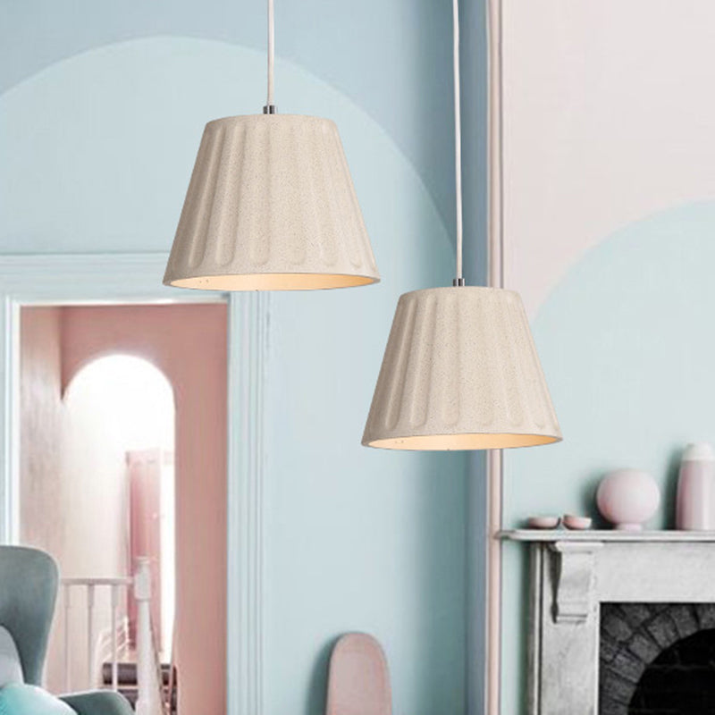 Modern Cone-Shaped Cement Pendant Light: 1 White Light For Living Room