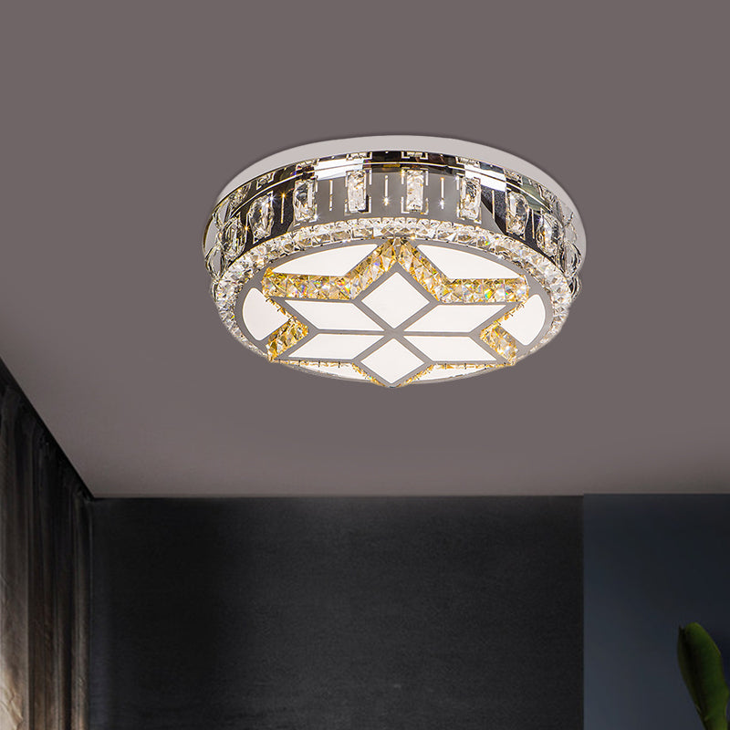 Minimalist Crystal LED Ceiling Light in Warm/White with Hand-Cut Circle Flush Mount