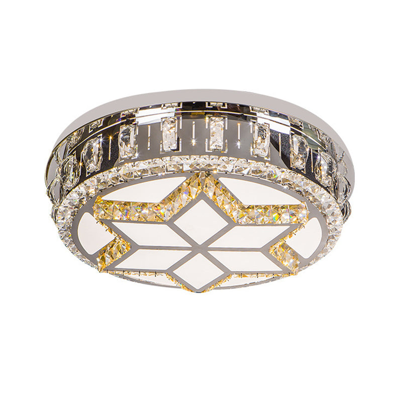 Minimalist Crystal LED Ceiling Light in Warm/White with Hand-Cut Circle Flush Mount