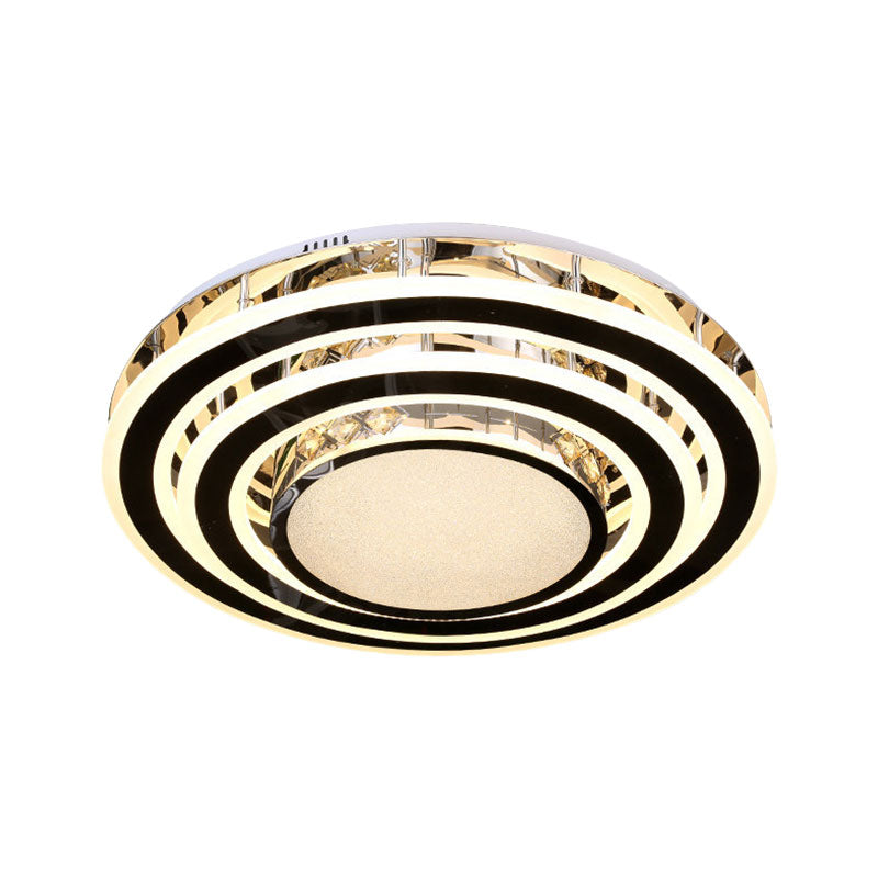 Led Ceiling Fixture - Sleek Black Circle Flush Mount Light With Acrylic Shade