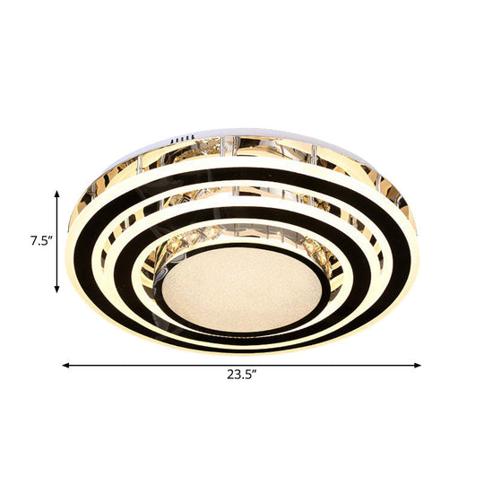 Led Ceiling Fixture - Sleek Black Circle Flush Mount Light With Acrylic Shade