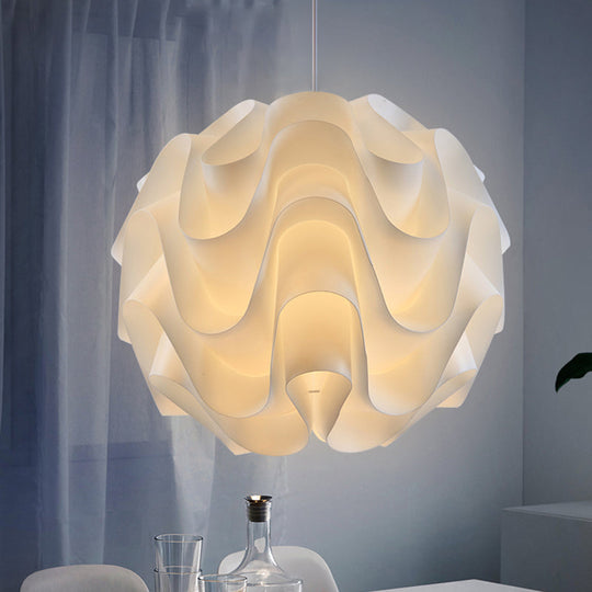 Simplicity Acrylic Single Light White Drop Pendant - Meringue Hanging Ceiling Light, 7"/9"/12" Wide