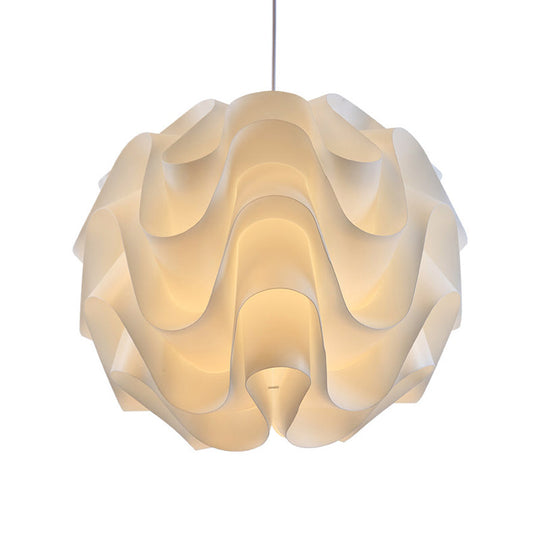 Simplicity Acrylic Single Light White Drop Pendant - Meringue Hanging Ceiling Light, 7"/9"/12" Wide