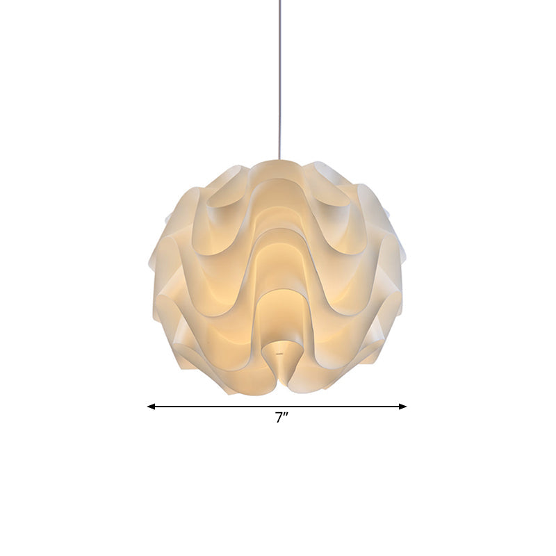 Simplicity Acrylic Single Light White Drop Pendant - Meringue Hanging Ceiling Light, 7"/9"/12" Wide