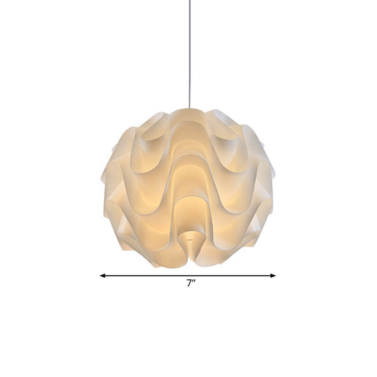 Simplicity Acrylic Single Light White Drop Pendant - Meringue Hanging Ceiling Light, 7"/9"/12" Wide