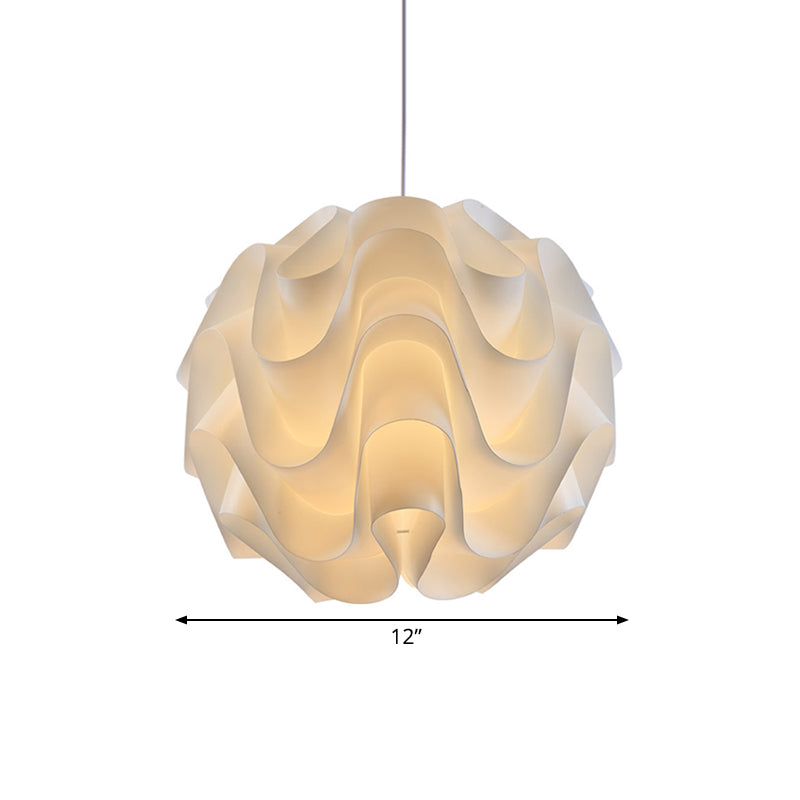 Simplicity Acrylic Single Light White Drop Pendant - Meringue Hanging Ceiling Light, 7"/9"/12" Wide