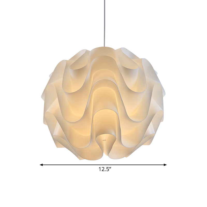 Simplicity Acrylic Single Light White Drop Pendant - Meringue Hanging Ceiling Light, 7"/9"/12" Wide