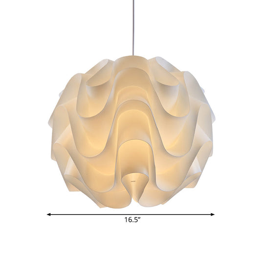 Simplicity Acrylic Single Light White Drop Pendant - Meringue Hanging Ceiling Light, 7"/9"/12" Wide