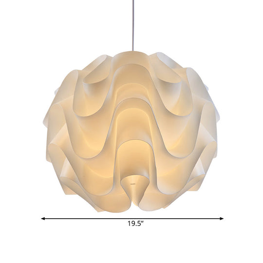 Simplicity Acrylic Single Light White Drop Pendant - Meringue Hanging Ceiling Light, 7"/9"/12" Wide
