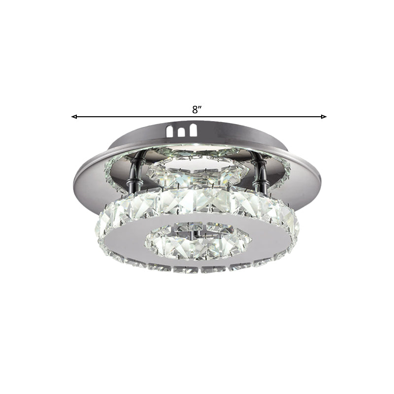 Plafonnier encastré en cristal biseauté - Largeur moderne de 8"/12" - Luminaire LED en acier inoxydable