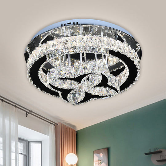 Modern LED Crystal Shade Ceiling Lamp with Stainless Steel Finish