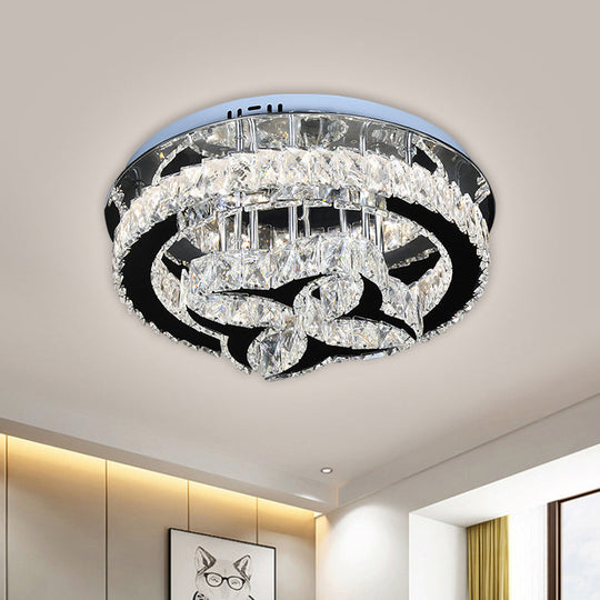 Modern Led Crystal Shade Ceiling Lamp With Stainless Steel Finish