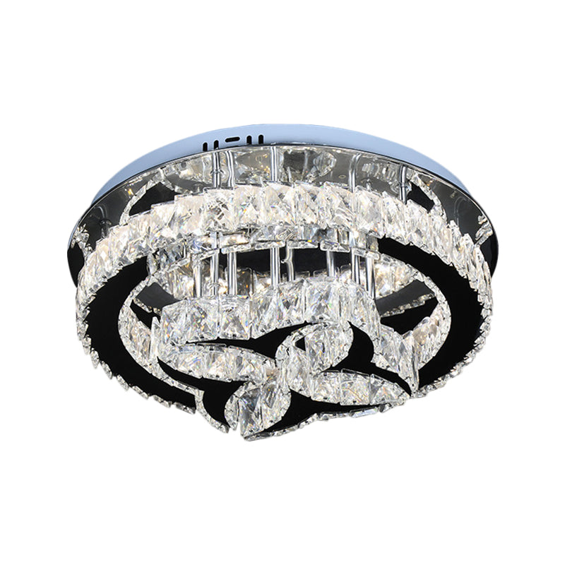 Modern LED Crystal Shade Ceiling Lamp with Stainless Steel Finish