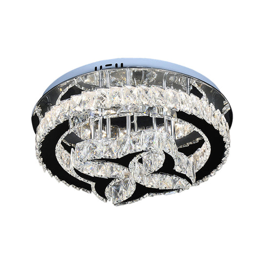 Modern LED Crystal Shade Ceiling Lamp with Stainless Steel Finish