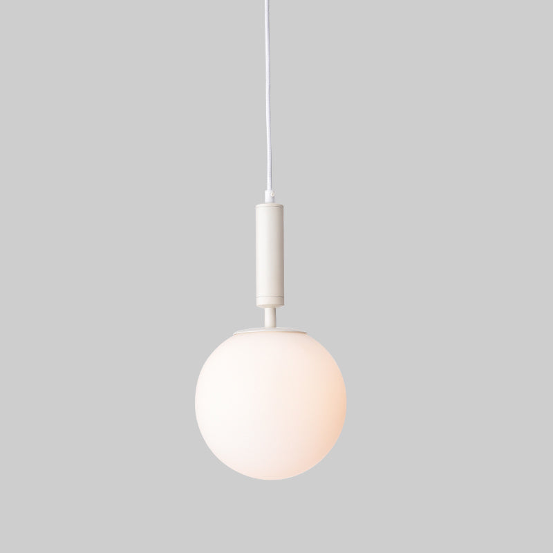 Modern 1-Head Globe Milk Glass Hanging Pendant Light For Study Room In Black/Grey/White