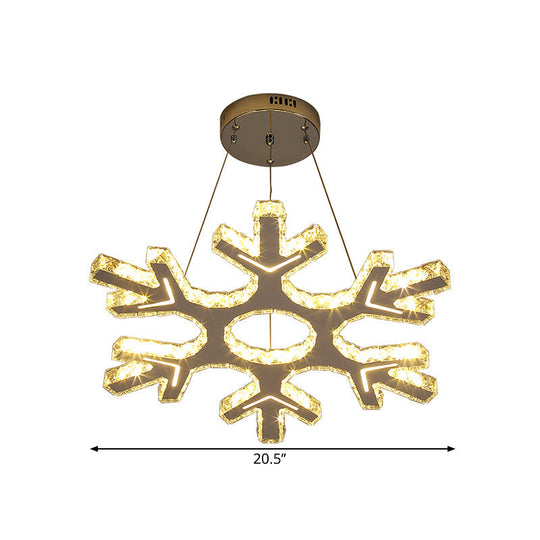 Stainless-Steel Led Crystal Pendant Light - Modern Snowflake Chandelier For Corridor Ceiling