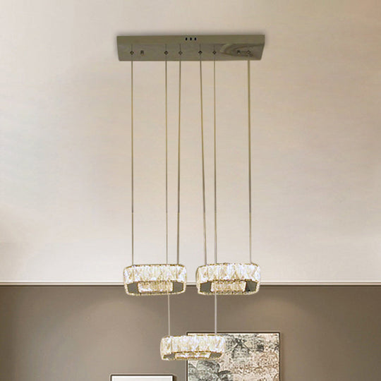 Simplicity Stainless-Steel Led Pendant Chandelier With Clear Crystal Shade - Ideal For Dining Room