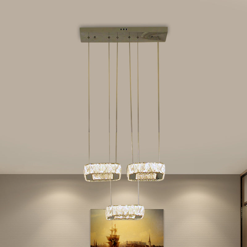 Simplicity Stainless-Steel Led Pendant Chandelier With Clear Crystal Shade - Ideal For Dining Room