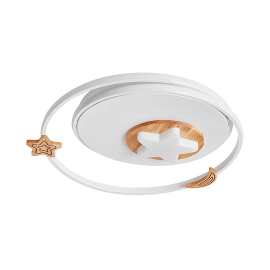 Modernist Acrylic LED White Flush Mount Lamp - Round Flush Light Fixture with Star and Moon Decor