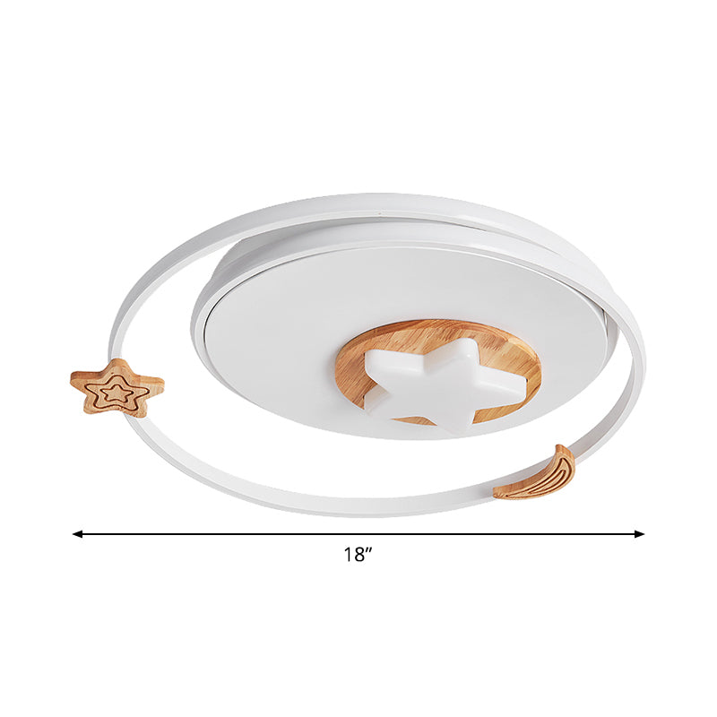 Modernist Acrylic LED White Flush Mount Lamp - Round Flush Light Fixture with Star and Moon Decor