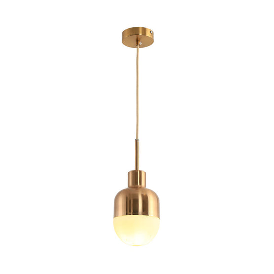 Gold Milk Glass Ball Pendant Lamp: Modernist 1-Light Ceiling Fixture For Living Room