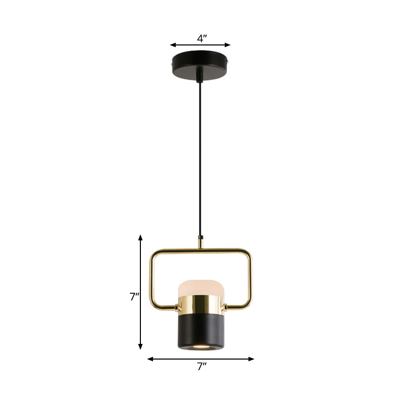 Margaret - Modern Black/White Cylinder Pendant Lamp Modern LED Steel and Glass Hanging Lighting with Rounded Edged Vertical/Horizontal Rectangle