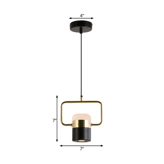 Margaret - Modern Black/White Cylinder Pendant Lamp Modern LED Steel and Glass Hanging Lighting with Rounded Edged Vertical/Horizontal Rectangle