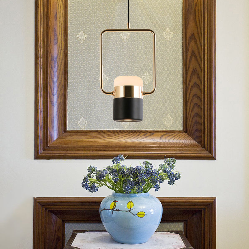 Margaret - Modern Black/White Cylinder Pendant Lamp Led Steel And Glass Hanging Lighting With