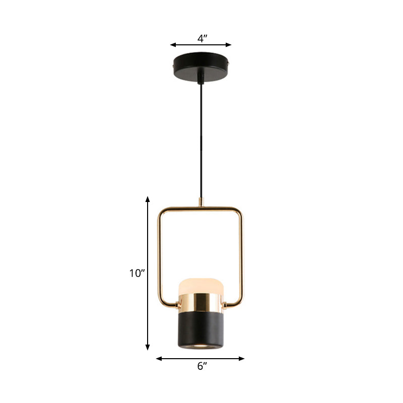 Margaret - Modern Black/White Cylinder Pendant Lamp Modern LED Steel and Glass Hanging Lighting with Rounded Edged Vertical/Horizontal Rectangle