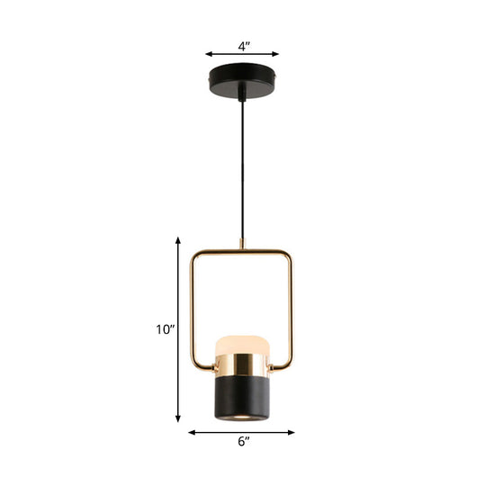 Margaret - Modern Black/White Cylinder Pendant Lamp Modern LED Steel and Glass Hanging Lighting with Rounded Edged Vertical/Horizontal Rectangle