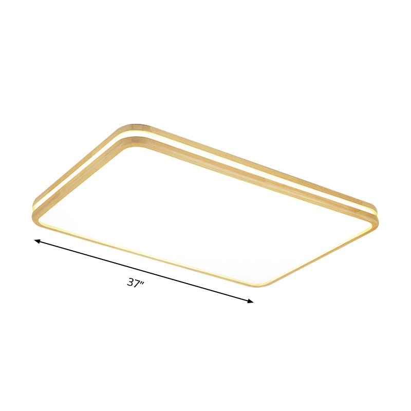 Modern White Acrylic Ceiling Light with Wooden Trim for Living Rooms