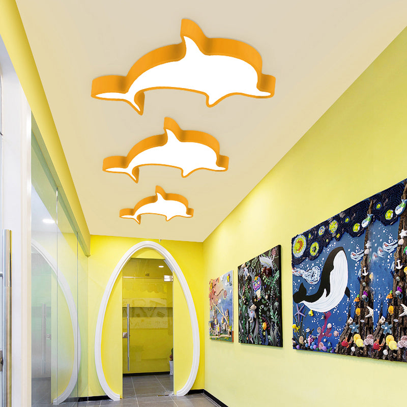 Dolphin Acrylic Ceiling Lamp: Modern, Lovely, Flush Mount Light for Kindergarten