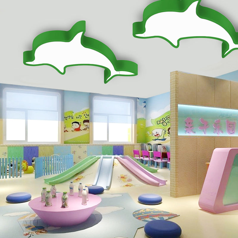 Dolphin Acrylic Ceiling Lamp: Modern, Lovely, Flush Mount Light for Kindergarten