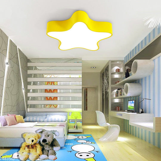 Contemporary Star Ceiling Light For Boys And Girls Bedroom Yellow / 18 White