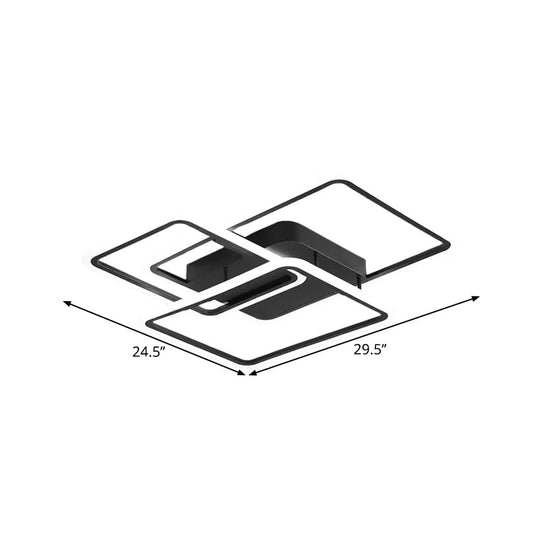 Modern Black Metallic Led Flushmount Lighting For Bedrooms - Rectangle And Square Options