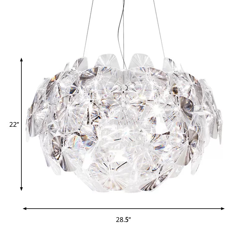 Modern Acrylic Globe Pendant Light - Clear Ceiling Lamp (24"/28.5"/43" Wide)