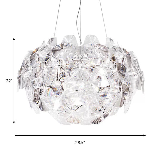 Modern Acrylic Globe Pendant Light - Clear Ceiling Lamp (24"/28.5"/43" Wide)