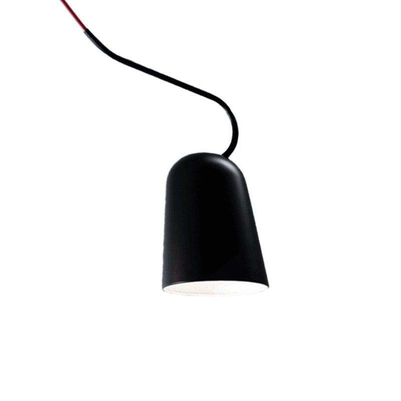 Modern 1-Light Hanging Pendant Light With Metal Bell Shade Black/White Suspension Lamp For Dining