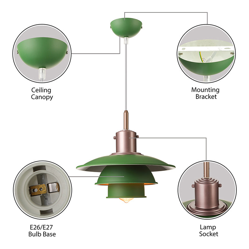 Modern Nordic Style 1-Head Hanging Pendant Lamp in Sleek Black/Silver